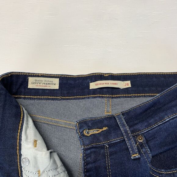 Levis 721 Jeans Women's Sz. 28 Blue High Rise Skinny Ripped Distressed - Picture 4 of 13
